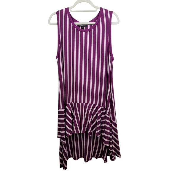 Lane Bryant Striped Flowy High Lo Tunic  Top With Asymmetrical Hem SZ 14/16 - Picture 1 of 7